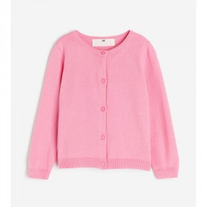 H&M Fine-Knit Cotton Cardigan - Pink, 8-10yr