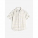 H&M Short-Sleeved Cotton Shirt - White/Checked, 2-3yr