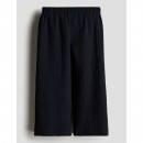 H&M Crinkled Wide Trousers - Navy Blue, 8-9yr