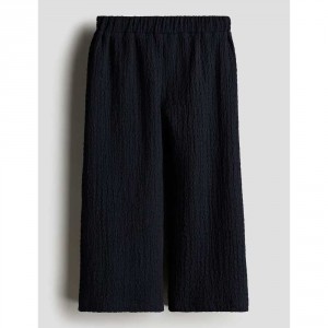 H&M Crinkled Wide Trousers - Navy Blue, 8-9yr