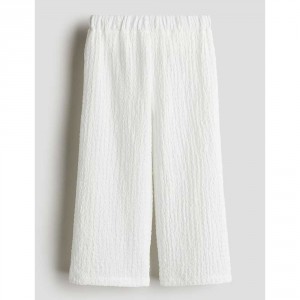 H&M Crinkled Wide Trousers - White, 6-7yr