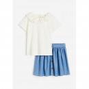 H&M 2-Piece Cotton Set - White/Blue, 4-5yr