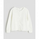 H&M Fine-Knit Cotton Cardigan - Natural White, 8-10yr