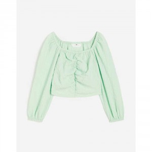 H&M Gathered Blouse - Light Green, 8-9yr