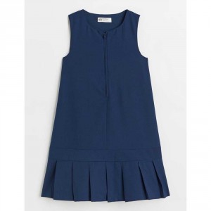 H&M Pleat-Detail Dress - Navy, 5-6yr