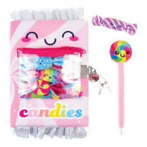 Make It Real Candy Plush Pocket Locking Journal with Pen