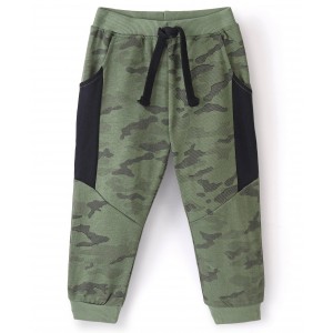 Babyhug Cotton Looper Full Length Lounge Pant Camo Print- Green, 2-3yr