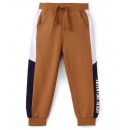 Babyhug Cotton Looper Full Length Lounge Pant Color Block- Rust, 18-24m