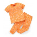 Babyhug Cotton Half Sleeves Nightwear Pajama Set Animal Print - Orange, 5-6yr