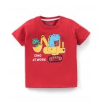 Babyhug Cotton Half Sleeves T-Shirt Dino Print- Red, Newborn