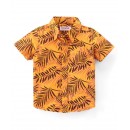 Babyhug 100% Cotton Woven Half Sleeves Leaf Print Shirt - Yellow, 2-3yr