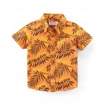 Babyhug 100% Cotton Woven Half Sleeves Leaf Print Shirt - Yellow, 3-4yr