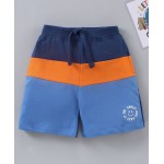 Babyhug Knit Knee Length Shorts Color Block - Navy Orange Blue, 4-5yr