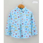 Babyhug Cotton Knit Full Sleeve Star Print Shirt - Blue, 12-18m