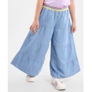 Babyhug Cotton Capri Length Washed Denim Culottes with Cut & Sew Design - Blue, 3-4yr