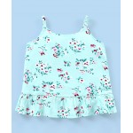 Babyhug Rayon Woven Sleeveless Top with Frill Detailing Floral Print - Green, 6-9m