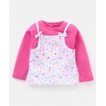 Babyhug Full Sleeves Tee with Printed Tank Tee - Pink, 9-12m