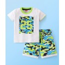 Babyhug Cotton Knit Half Sleeves T-Shirt and Shorts Set Camouflage Print - White & Multicolor, 2-3yr