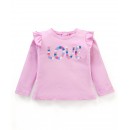 Babyhug Full Sleeves TopText Applique - Pink, 6-9m