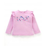 Babyhug Full Sleeves TopText Applique - Pink, 6-9m