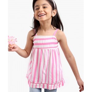 Babyhug Singlet Striped Top - Pink, 9-12m