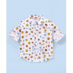 Babyhug Full Sleevesb Shirt Emoji Print - White, 12-18m