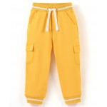 Babyhug Cotton Looper Knit Full Length Solid Color Lounge Pant - Yellow, 12-18m