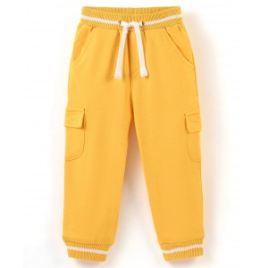 Babyhug Cotton Looper Knit Full Length Solid Color Lounge Pant - Yellow, 18-24m