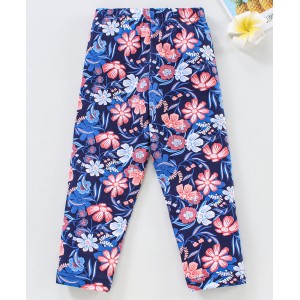 Babyhug Full Sleeves Leggins Floral Print - Blue, 9-12m