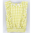 Babyhug Sleeveless Printed Rayon Top With Elasticated Hemline And Frill Detailing-Lime Green, 2-3yr