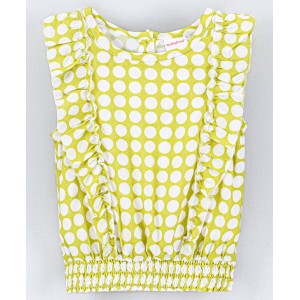 Babyhug Sleeveless Printed Rayon Top With Elasticated Hemline And Frill Detailing-Lime Green, 2-3yr