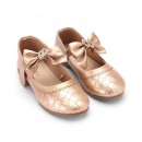 Cute Walk By Babyhug Velcro Closure Bellies With Bow Applique - Rose Golden, Free Size