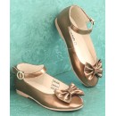 Pine Kids Party Wear Belly Shoes Bow Applique - Bronze, Size EU 31