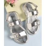 Pine Kids Party Wear Sandals With Buckle Closure - Silver, Free Size